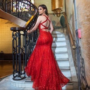 Only worn once for less than an hour at a pageant and photo shoot. It has a tail